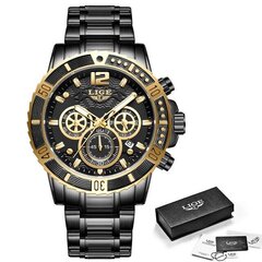 Musta 2023 Uudet Miesten Lige-Kellot Huippumerkki Luksus Military Black Quartz -Rannekellot Miesten Vedenpitävät Chronograph Urheiluvalaistuskellot hinta ja tiedot | Miesten kellot | hobbyhall.fi