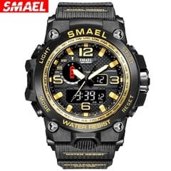 Paketissa Khaki Smael Miesten Kello, Urheilurannekello Quartz Dual Movementilla, Analoginen-Digitaalinäytölliset Miesten Kellot Dual Display Rannekello Quartz Military Watch hinta ja tiedot | Miesten kellot | hobbyhall.fi