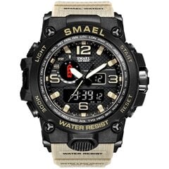 Paketissa Khaki Smael Miesten Kello, Urheilurannekello Quartz Dual Movementilla, Analoginen-Digitaalinäytölliset Miesten Kellot Dual Display Rannekello Quartz Military Watch hinta ja tiedot | Miesten kellot | hobbyhall.fi