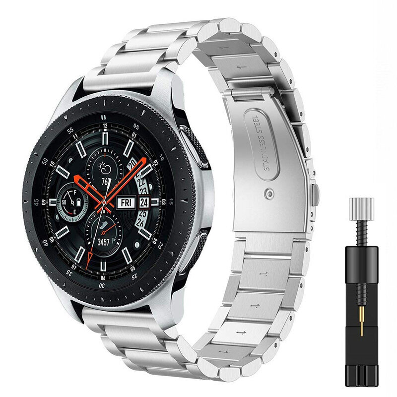 (Itsetestin leveys 22mm hopea ja työkalu)Metalliranneke Samsung Galaxy Watch 3:lle Huawei Gtgt2/amazfit Gtr ruostumattomasta teräksestä valmistettu rannehihna Samsung Galaxy Watch 4:lle - kellon rannekkeet hinta ja tiedot | Älykellojen ja aktiivisuusrannekkeiden lisätarvikkeet | hobbyhall.fi