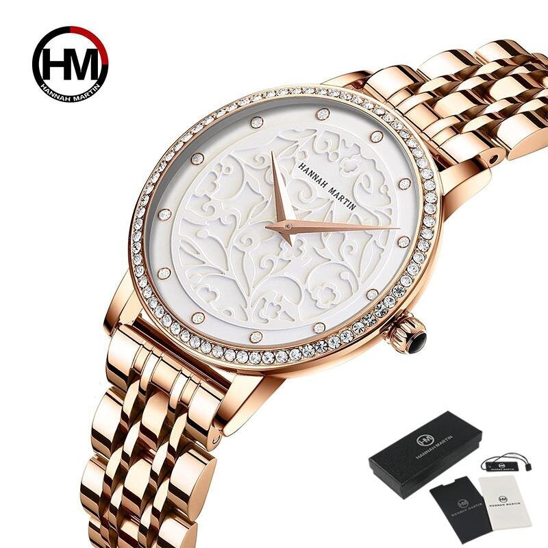 Valkoinen Hannah Martin Naisten Kellot Huippumerkki Luxury Fashion Diamond Naisten Rannekellot Ruostumattomasta Teräksestä Hopea Naisten Kvartsikello hinta ja tiedot | Miesten kellot | hobbyhall.fi