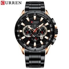 Musta Curren Fashion Man Rannekello Vedenpitävä Chronograph Miesten Kello Military Sport Miesten Kello hinta ja tiedot | Miesten kellot | hobbyhall.fi