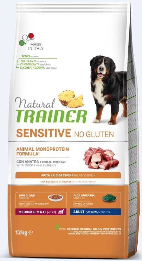 Koiran kuivaruoka ankanlihalla Natural Trainer Sensitive No Gluten keskikokoisille ja suurikokoisille koirille, 12 kg hinta ja tiedot | Koiran kuivaruoka | hobbyhall.fi