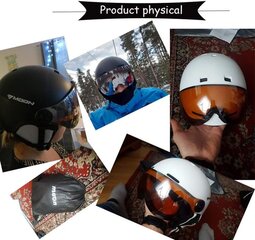 2-in-1 Visor Ski Lumilautakypärä Irrotettava Lumi Maski Anti-Fog Anti-UV Integroitu Suojalasit Kevyt Aikuiset Miehet Naiset Musta S(52-55cm) hinta ja tiedot | Laskettelukypärät | hobbyhall.fi