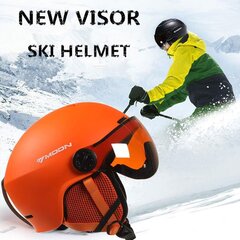 2-in-1 Visor Ski Lumilautakypärä Irrotettava Lumi Maski Anti-Fog Anti-UV Integroitu Suojalasit Kevyt Aikuiset Miehet Naiset Oranssi S(52-55cm) hinta ja tiedot | Laskettelukypärät | hobbyhall.fi