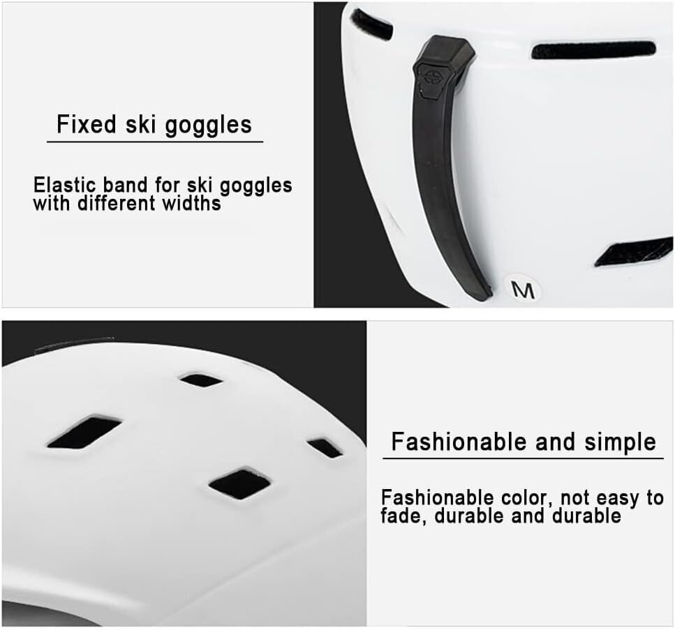 2-in-1 Visor Ski Lumilautakypärä Irrotettava Lumi Maski Anti-Fog Anti-UV Integroitu Suojalasit Kevyt Aikuiset Miehet Naiset Valkoinen L(58-61cm) hinta ja tiedot | Laskettelukypärät | hobbyhall.fi