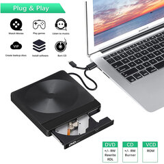 Optiset asemat, USB C 3.0 ulkoinen CD/DVD-aseman lukija Mac-/PC-kannettaville hinta ja tiedot | Levyasemat | hobbyhall.fi