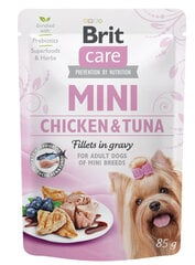 Brit Care Mini pouch Chicken & Tuna fillets in gravy märkäruoka koirille 85g hinta ja tiedot | Koiran märkäruoka | hobbyhall.fi