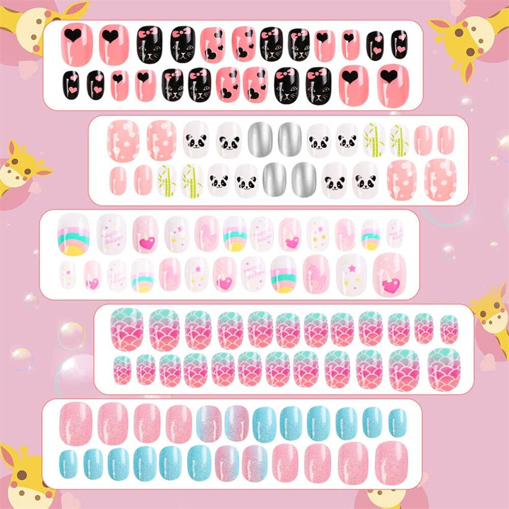 120 kpl/setti Kids Cute tekokynnet Täydellinen tee-se-itse Nail Art hinta ja tiedot | Manikyyri- ja pedikyyritarvikkeet | hobbyhall.fi