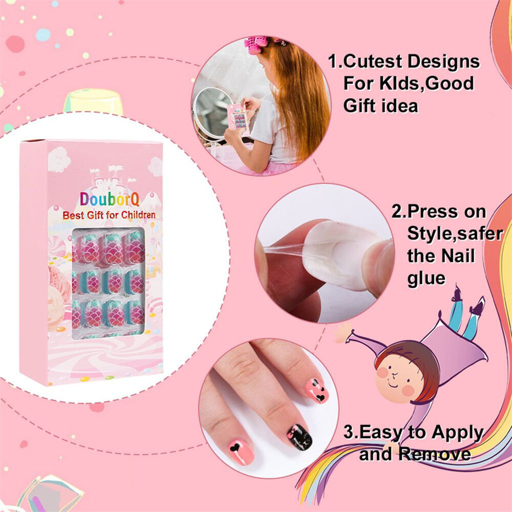 120 kpl/setti Kids Cute tekokynnet Täydellinen tee-se-itse Nail Art hinta ja tiedot | Manikyyri- ja pedikyyritarvikkeet | hobbyhall.fi