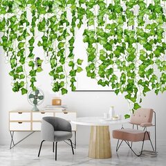 12 Pack 84ft Fake Ivy Leaf Vine Keinotekoinen seppele Vihreät kasvit Makuuhuoneen sisustus esteettinen, Juhla hääseinä, Halloween, joulu hinta ja tiedot | Joulukuuset ja kranssit | hobbyhall.fi