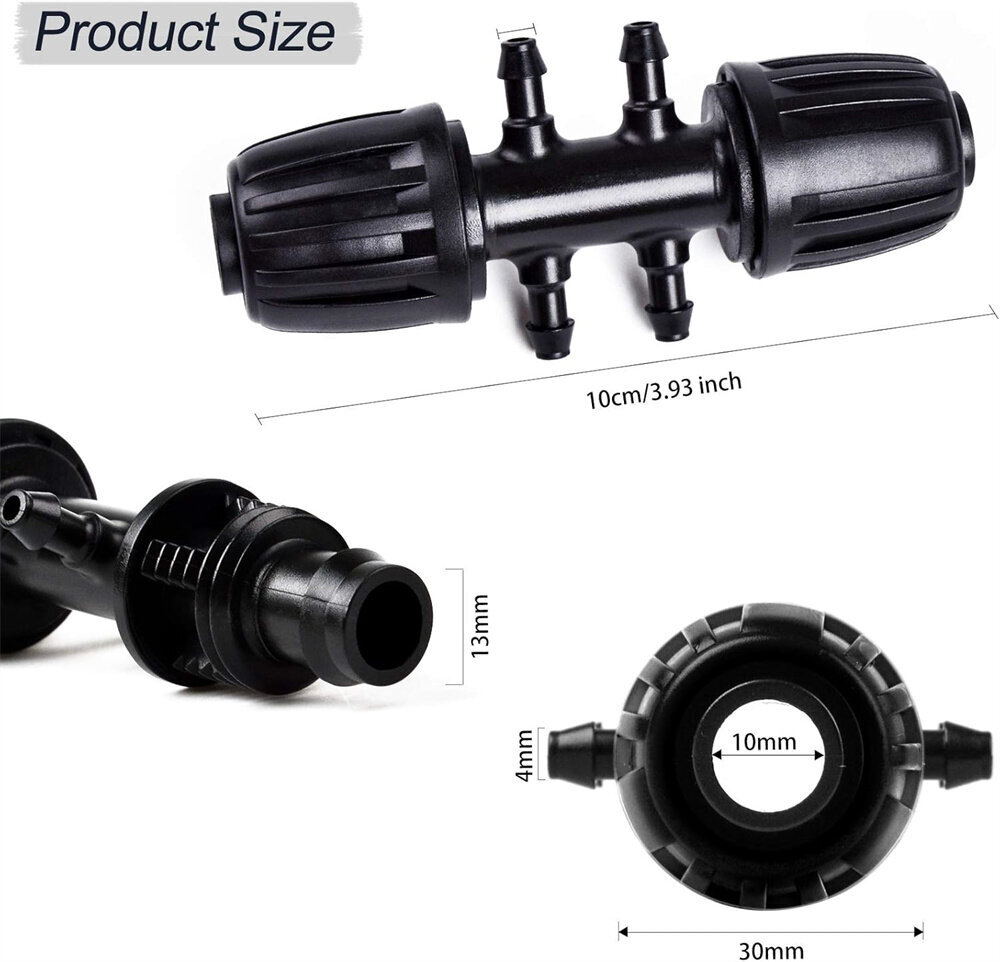 Barbed Tee -liitin tippakastelu, (sopii 13/4mm sisähalkaisija) (musta) hinta ja tiedot | Puutarhatyökalut | hobbyhall.fi
