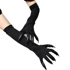 Halloween-puku Tassu Käsineet Pitkät kynnet Halloween-käsineet Kissa Susi Kynnet Käsine Paholainen Ghost Witch Finger Gloves hinta ja tiedot | Miesten hatut, huivit ja käsineet | hobbyhall.fi