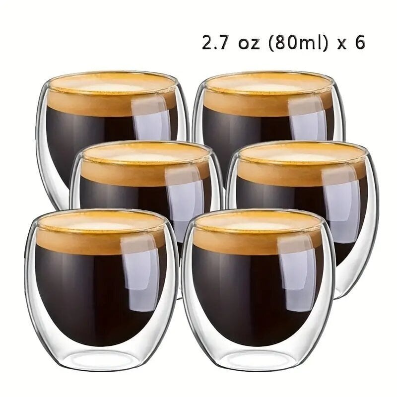 Kaksoislasi Espresso-mukisarja, 6 kpl hinta ja tiedot | Lasit, mukit ja kannut | hobbyhall.fi