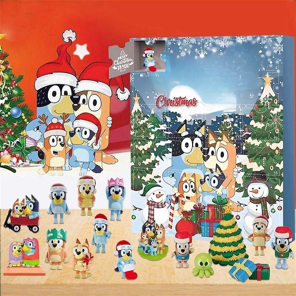 Christmas Bluey 2023 adventtikalenteri, 24 päivän lähtölaskentakalenterit, sarjakuva Bluey-hahmot nukkelahjat hinta ja tiedot | Juhlakoristeet | hobbyhall.fi