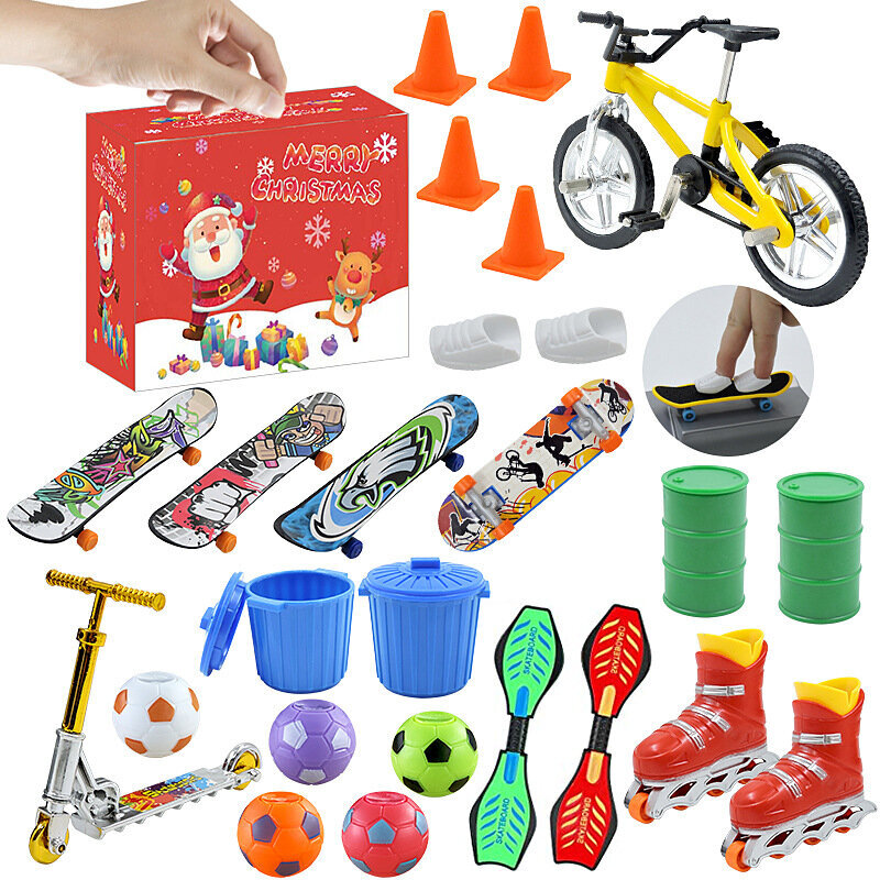 Mini Finger Skateboard Advent Calendar 24 päivää Joulu Värikkäällä Lautalla Lapsille Teini Aikuisille hinta ja tiedot | Juhlakoristeet | hobbyhall.fi