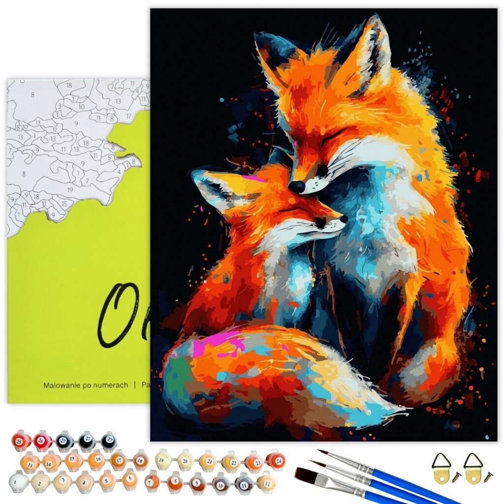 Maalaa numeroiden mukaan MUSTALLE KANKAALLE, kehystettynä Oh Art!, Eläimet "Värillinen kettu" 40x50 cm hinta ja tiedot | Maalaa numeroiden mukaan | hobbyhall.fi