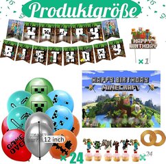 Minecraft Peliteema Ilmapallot Banneri Kakkupäällinen Taustasarja Syntymäpäiväjuhlakoristeet hinta ja tiedot | Ilmapallot | hobbyhall.fi