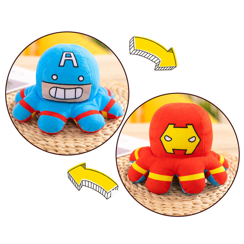 Uusi Flip Octopus Avenger Iron Man Captain America pehmolelu joululahja hinta ja tiedot | Pehmolelut | hobbyhall.fi