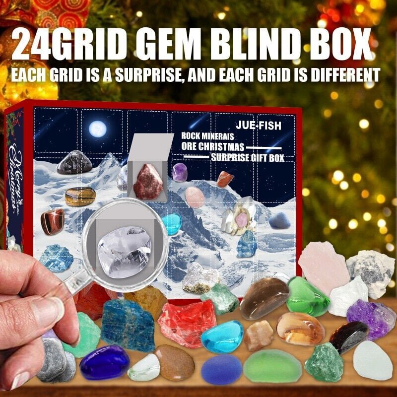 24 Crystal Advent Calendar, Mineral Christmas Advent kalenteri, ainutlaatuinen muotoilu kalenteri, joulun adventtikalenterin koristeet, lasten joulu Com hinta ja tiedot | Joulukoristeet | hobbyhall.fi