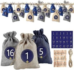 24 täytettävää adventtikalenteri kangaspussi Adventtikalenteri miehille naisille lapsille, 1-24 kappaletta tarroja joululahjapussit hinta ja tiedot | Lahjapaketointi | hobbyhall.fi