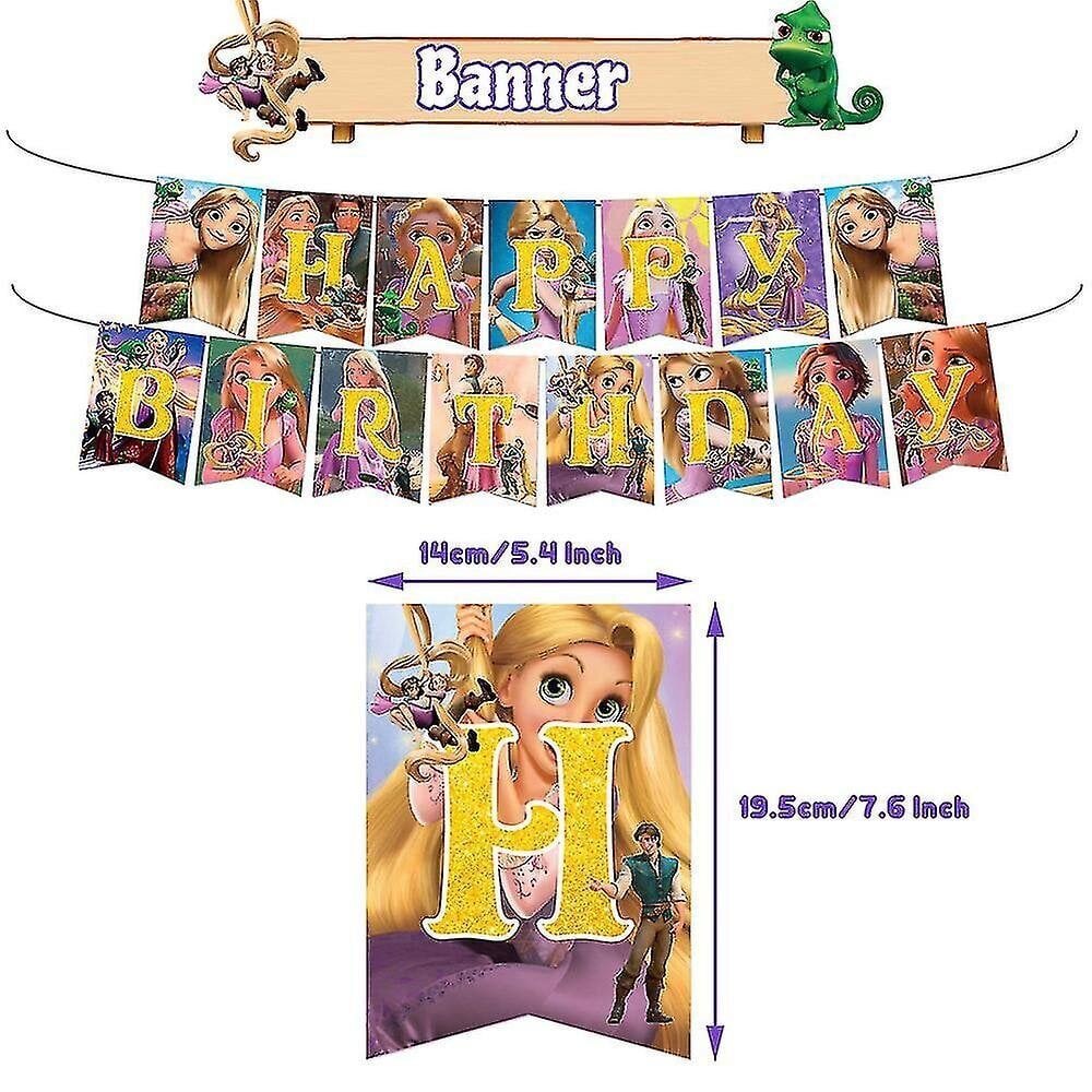 Tangled Rapunzel Princess Kids Syntymäpäiväjuhlatarvikesarja Banneri Ilmapallot Kakunpäälliset koristesetti PITKÄ hinta ja tiedot | Juhlakoristeet | hobbyhall.fi