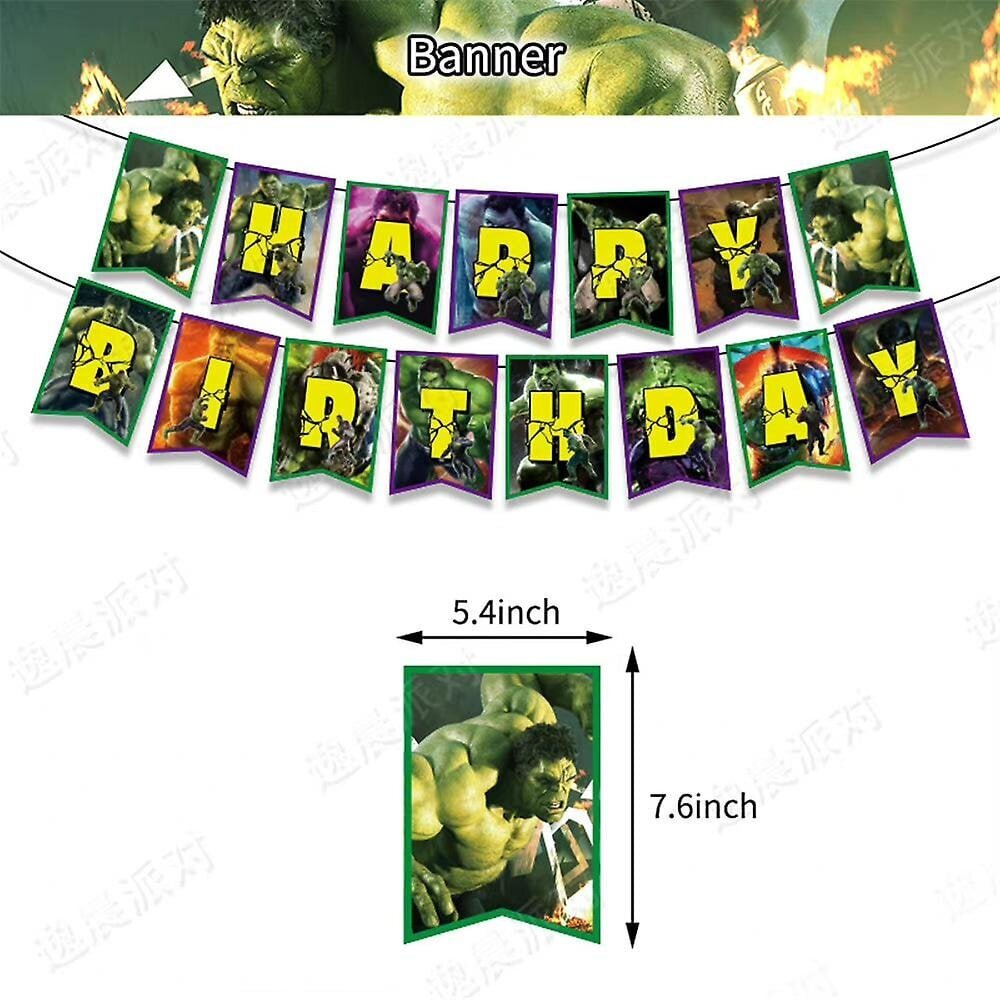 Hulk-teema Syntymäpäiväjuhlien sisustustarvikkeet Ilmapallot Banneri Cupcake/Cake Topper -riippuvat pyörteet hinta ja tiedot | Juhlakoristeet | hobbyhall.fi