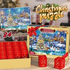 Joulupuzzle Adventtikalenteri 24 päivän lähtölaskenta jouluun 1008 pala palapelit Sokea lahjarasia Paras sukkatavara hinta ja tiedot | Joulukoristeet | hobbyhall.fi