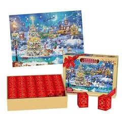 Joulupuzzle Adventtikalenteri 24 päivän lähtölaskenta jouluun 1008 pala palapelit Sokea lahjarasia Paras sukkatavara hinta ja tiedot | Joulukoristeet | hobbyhall.fi