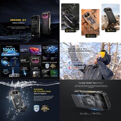 Ulefone Armor 27 Rugged Phone, 12GB+256GB, Night Vision, 10600mAh, 6,78 tuuman Android 14 MediaTek Helio G99 Octa Core, Verkko: 4G, NFC, OTG (musta) hinta ja tiedot | Matkapuhelimet | hobbyhall.fi