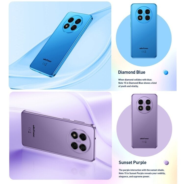 Ulefone Note 15, 2 Gt + 32 Gt, Face ID-tunnistus, 6,22 tuuman Android 12 GO MediaTek MT6580 Neliytiminen jopa 1,3 GHz, Verkko: 3G, Dual SIM (violetti) hinta ja tiedot | Matkapuhelimet | hobbyhall.fi