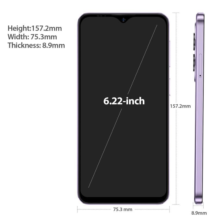 Ulefone Note 15, 2 Gt + 32 Gt, Face ID-tunnistus, 6,22 tuuman Android 12 GO MediaTek MT6580 Neliytiminen jopa 1,3 GHz, Verkko: 3G, Dual SIM (violetti) hinta ja tiedot | Matkapuhelimet | hobbyhall.fi