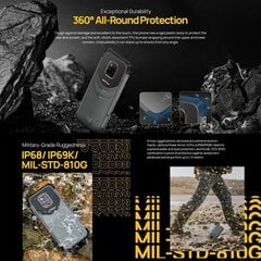 Ulefone Power Armor 14 Pro - kestävä puhelin, 8 Gt + 128 Gt, kolminkertaiset takakamerat, IP68/IP69K vedenpitävä pölytiivis iskunkestävä, kasvojentunnistus ja sivusormenjälkitunnistus, 10 000 mAh akku, 6,52 tuuman Android 12 MediaTek Helio G89V Cor06Z6c.  hinta ja tiedot | Matkapuhelimet | hobbyhall.fi