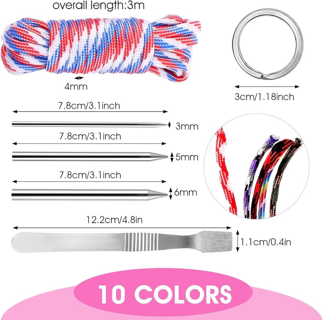 Paracord monitoiminen paracord köysi, 10 väriä hinta ja tiedot | Korujen valmistus ja helmikoristeet | hobbyhall.fi