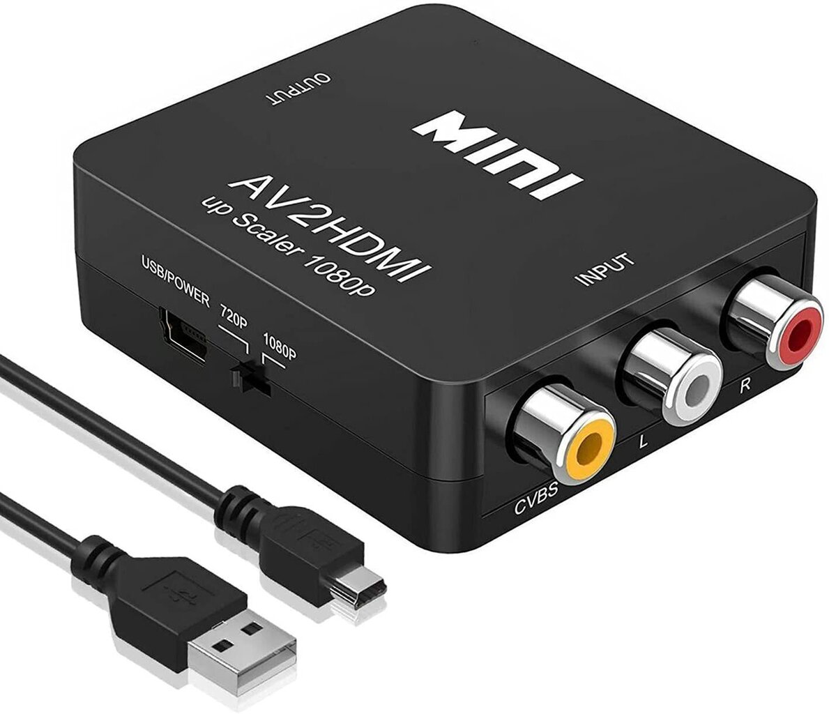 Musta - Videosignaalin muunnin (AV-HDMI) AV2HDMI, kaksi hdmiä ja kaksi hdmi hinta ja tiedot | USB-sovittimet äänentoistoon | hobbyhall.fi