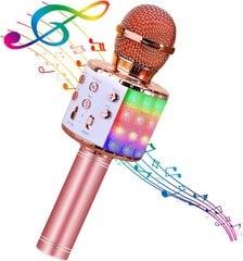 Langaton 4 in 1 karaoke-mikrofoni LED-valolla, kannettava mikrofoni lapsille, kiva lahjalelu lapsille, tytöille, pojille ja aikuisille - ruusukulta hinta ja tiedot | Mikrofonit | hobbyhall.fi