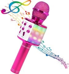 Langaton 4 in 1 karaoke-mikrofoni LED-valolla, kannettava mikrofoni lapsille, kiva lahjalelu lapsille, tytöille, pojille ja aikuisille - ruusunpunainen hinta ja tiedot | Mikrofonit | hobbyhall.fi