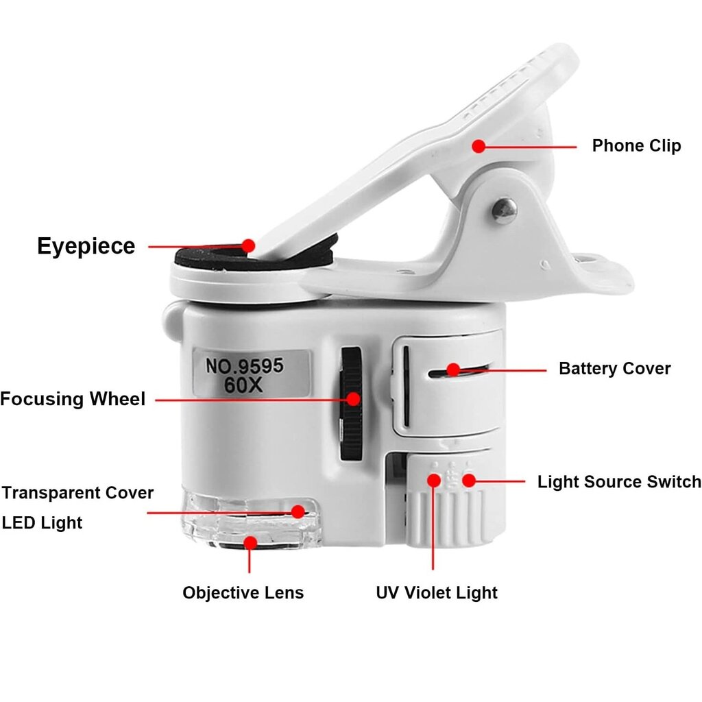 Matkapuhelimen miksroskooppi 60X hinta ja tiedot | Puhelimen lisätarvikkeet | hobbyhall.fi