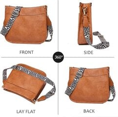 Vegaaniset nahkaiset Crossbody-laukut naisille, Crossbody-kukkaro säädettävällä kitarahihnalla vetoketjulliset taskut Käsilaukku Olkalaukku Ruskea hinta ja tiedot | Naisten käsilaukut | hobbyhall.fi