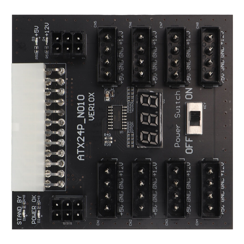 ATX PSU Power Board 5V 12V lähtö 24Pin - 8X 4Pin Plus 2X Voltage Indicator ATX Server Power Board for CHIA Mining hinta ja tiedot | Koteloiden lisätarvikkeet | hobbyhall.fi