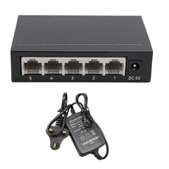 5-porttinen Ethernet-kytkin Professional High Speed 10 100Mbps Metal Shell 5-porttinen verkkokytkin kotiverkkoon 100-240V UK Plug hinta ja tiedot | Verkkokytkimet | hobbyhall.fi