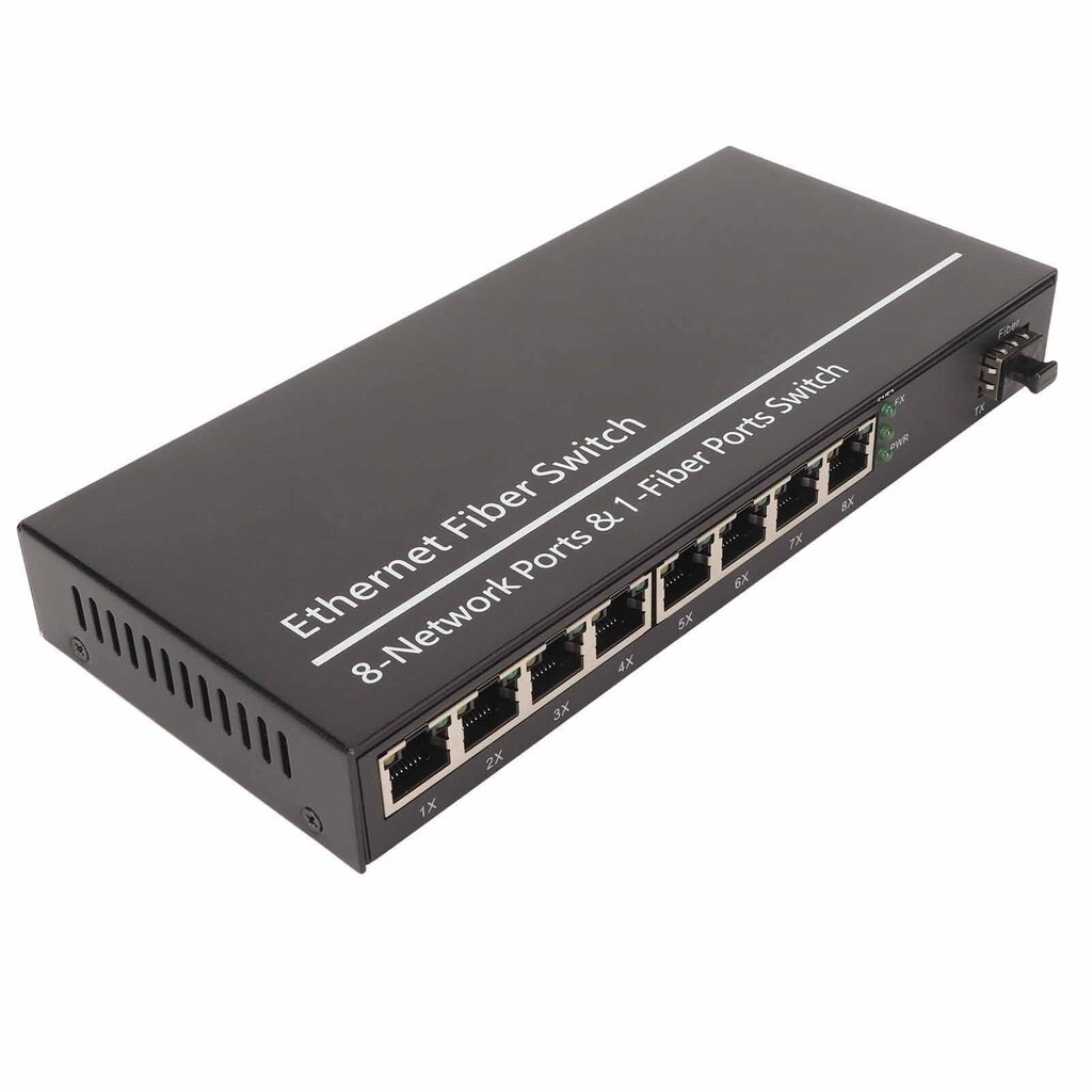 Kuitu Ethernet -mediamuunnin 1 optinen portti 8 sähköportti 10 100 1000 M Gigabit SFP Ethernet kuitukytkin 100-240 V EU-pistoke hinta ja tiedot | Verkkokytkimet | hobbyhall.fi