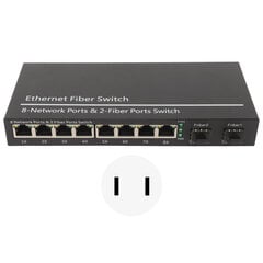 Ethernet-kuitukytkin 2 optinen portti 8 sähköportti Jopa 120 km RJ45-portti Plug and Play SFP Fiber Media Switch 100-240V US Plug hinta ja tiedot | Verkkokytkimet | hobbyhall.fi