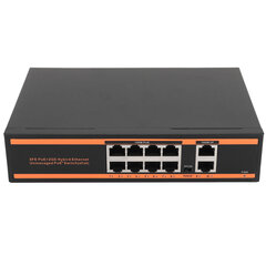 Poe Switch 100M 1000M 10 porttia hallitsematon 802.3af-yhteensopiva Plug and Play -tuulettimeton Gigabit PoE Switch US Plug 100 - 240V hinta ja tiedot | Verkkokytkimet | hobbyhall.fi