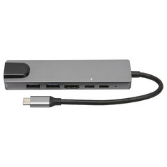 6 in 1 USB C -keskitin 4K 30 Hz taajuudella USB C -moniporttinen sovitin 100 Gigabit Ethernet PD -latausportilla 2 USB 3.0 USB C -keskitin hinta ja tiedot | Tablettien kotelot ja muut tarvikkeet | hobbyhall.fi