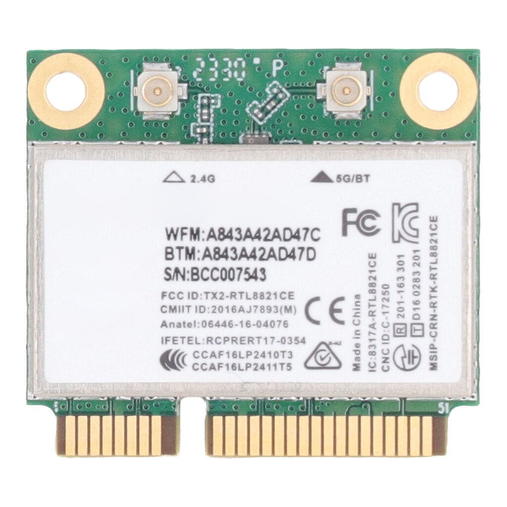 RTL8821CE-verkkokorttimoduuli 433 Mbps BT4.2 802.11AC 2,4GHz 5GHz Mini PCIe Langaton WiFi-verkkokorttisovitin PC:lle hinta ja tiedot | Web-kamerat | hobbyhall.fi