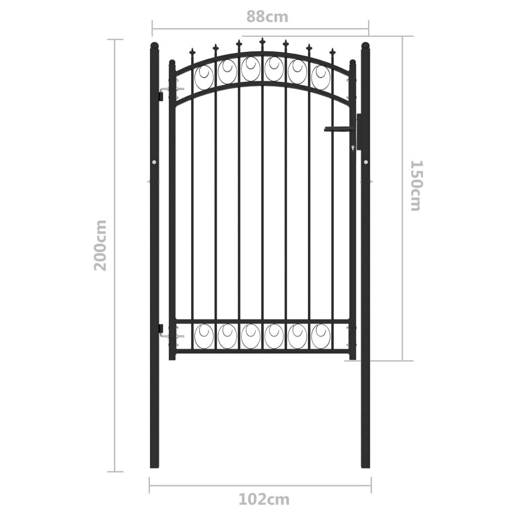 vidaXL Puutarhaportti piikeillä teräs 100x150 cm musta hinta ja tiedot | Aidat ja tarvikkeet | hobbyhall.fi