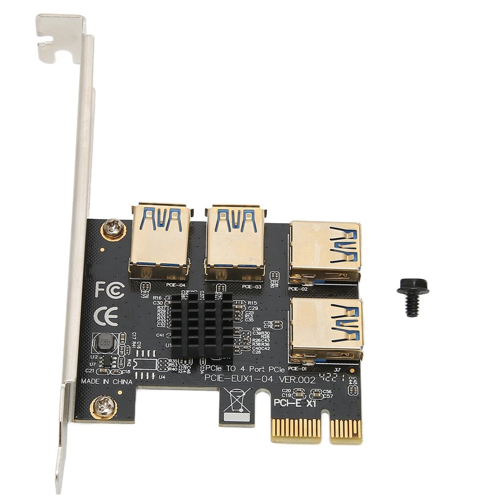 PCIE 1–4 Riser Card Musta 4 USB 3.0 -porttia Kytke Design X4 X8 X16 Grafiikkaliitäntäsovitin Tietokoneen lisävarusteet hinta ja tiedot | Koteloiden lisätarvikkeet | hobbyhall.fi