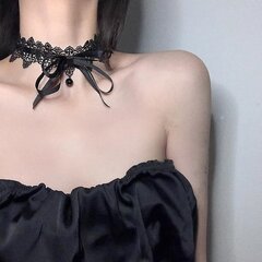 Musta pitsi Bowknot Choker pehmeä nauha kaulakoruja naisten koruja Cosplay lahja hinta ja tiedot | Kaulakorut | hobbyhall.fi