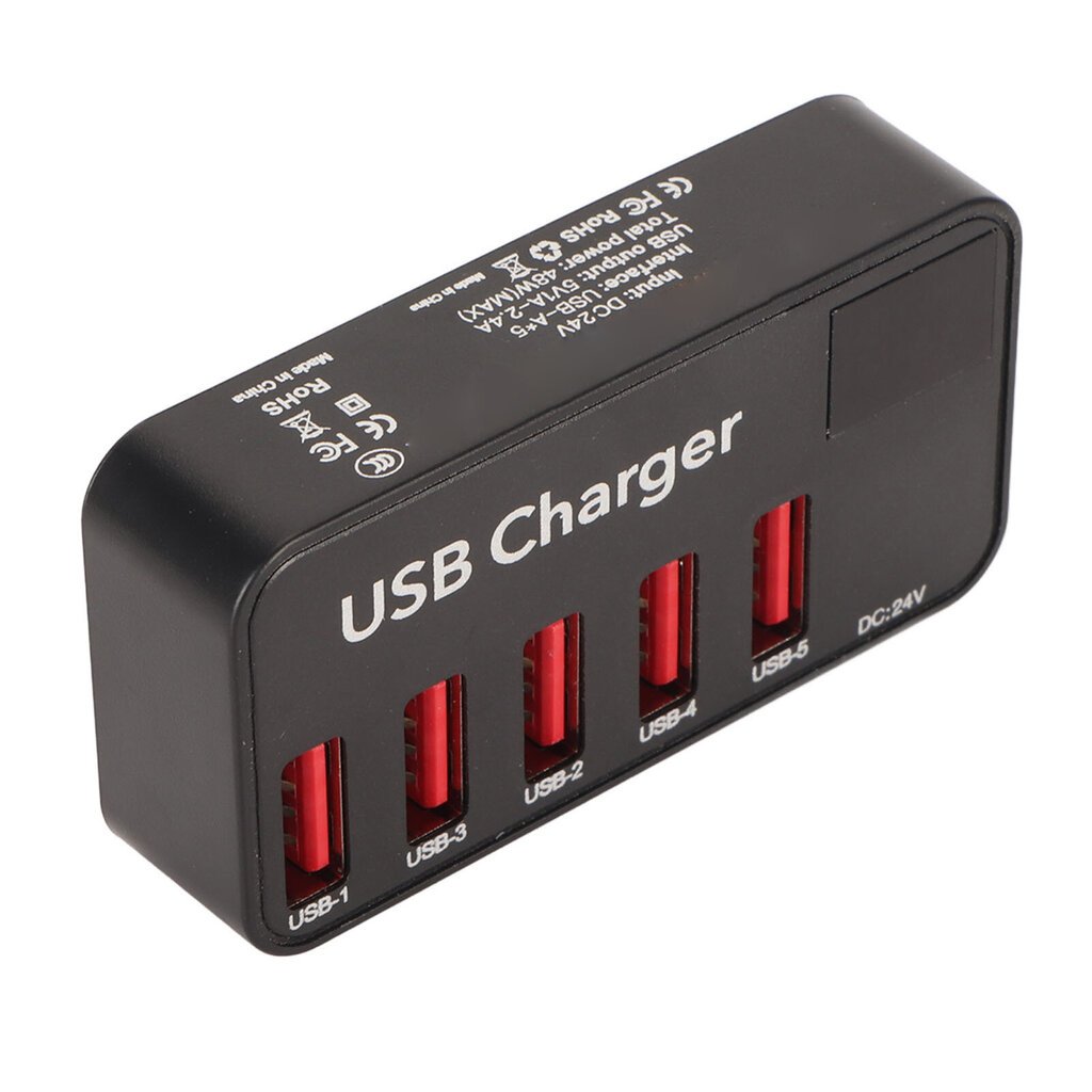 Pöytäkoneen USB-latausasema 5 porttia 48W 2,4A ylivirtasuojaus USB-pöytälaturi PC-puhelimelle 100?240V EU-pistoke hinta ja tiedot | Adapterit | hobbyhall.fi